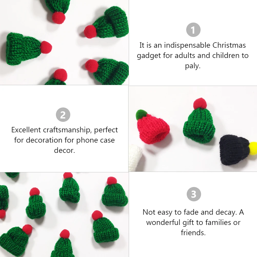 

20Pcs Mini Woollen Santa Hat Christmas Decoration DIY Supplies for Clothes Phone Case Bag Creative Ornament Mini Hat