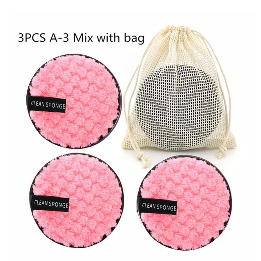 3 stücke Wiederverwendbare Make-Up Entfernung Pads Baumwolle Wischen Mikrofaser Make-Up Entfernung Schwamm Baumwolle Reinigung Pad Werkzeug Reinigung Pad
