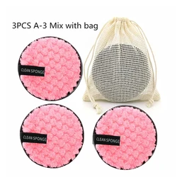 3pcs Reusable Makeup Removal Pads Cotton Wipe Microfiber Makeup Removal Sponge Cotton Cleansing Pad Tool Cleansing Pad