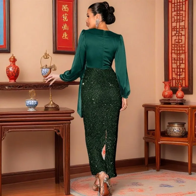 Vestido de noche Formal con hombros descubiertos y dobladillo de sirena ajustado de gama alta para mujeres europeas y americanas para banquetes, bailes de graduación, bodas y noche