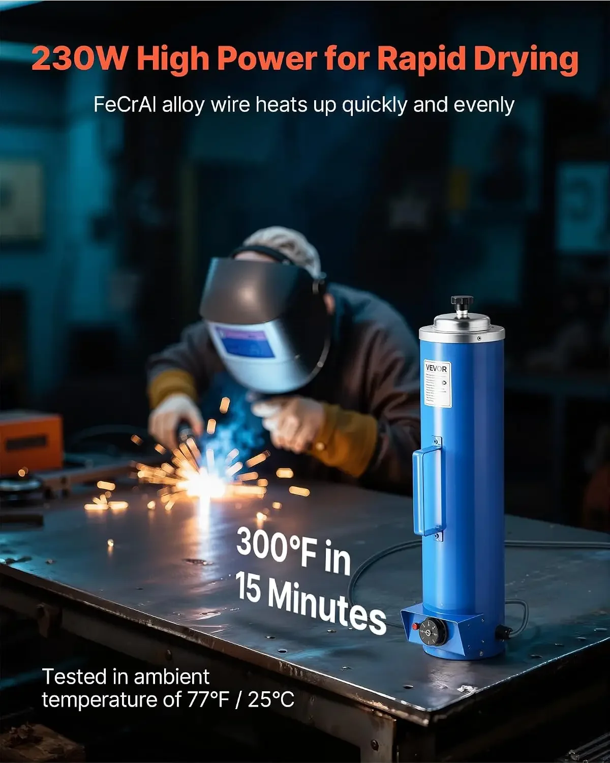 Portable Welding Rod Oven, 10LBS Capacity Electrodes Drying Oven 230W 120V, 86℉ to 302℉ Adjustable Welding Rods Dryer for 18-inc