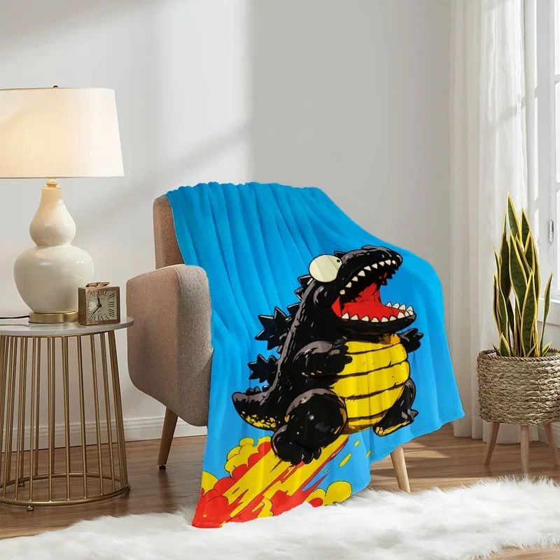 Awesome Dinosaur Print Throw Blanket for Kids Room Nursery Decor Cute Roaring Dino Bedspread Cozy Gift 150x230cm