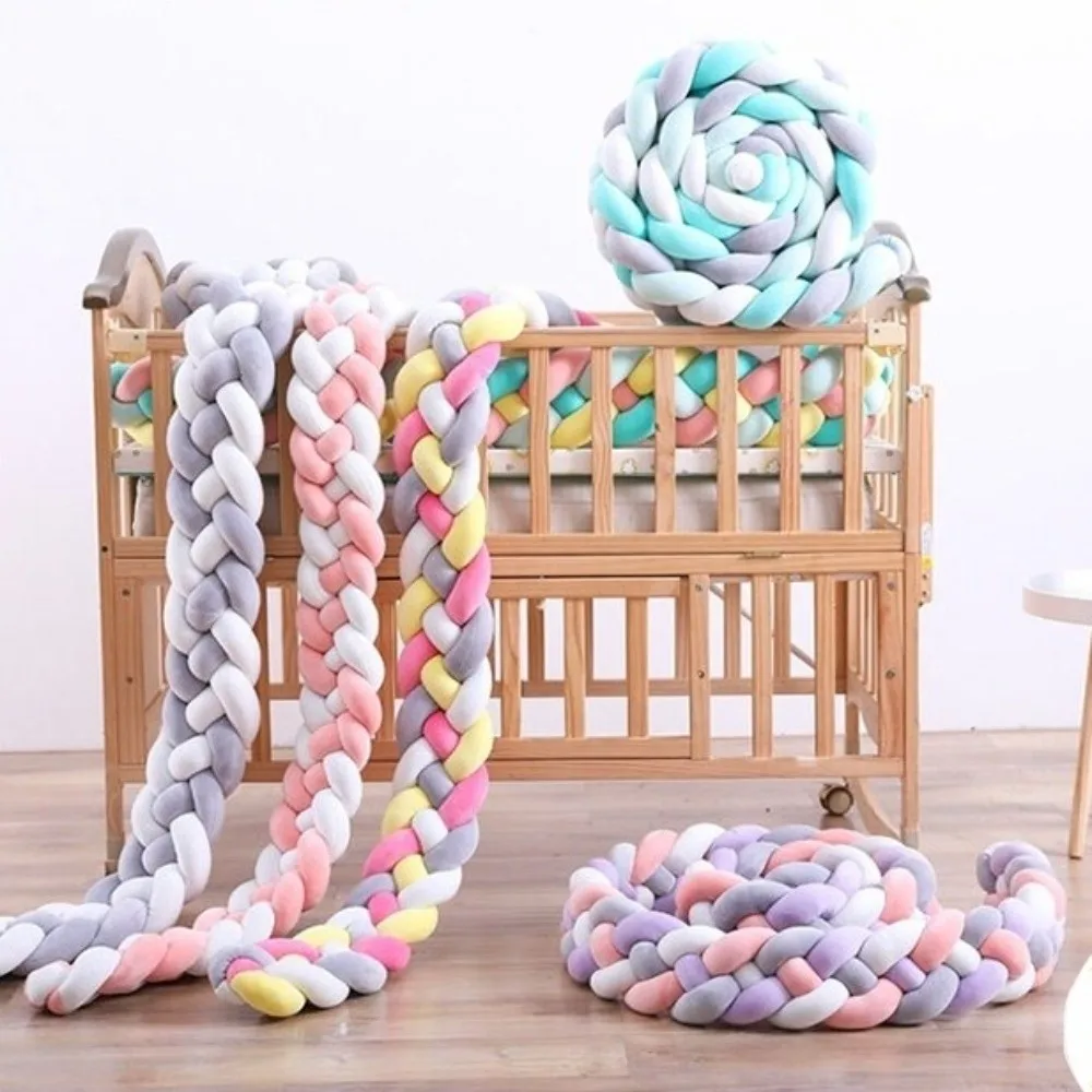 Decorative Handmade Cot Bumper Soft Plush Washable Bed Bumper Edge Protection Anti-Collision Braided Pillow Infant Cradle