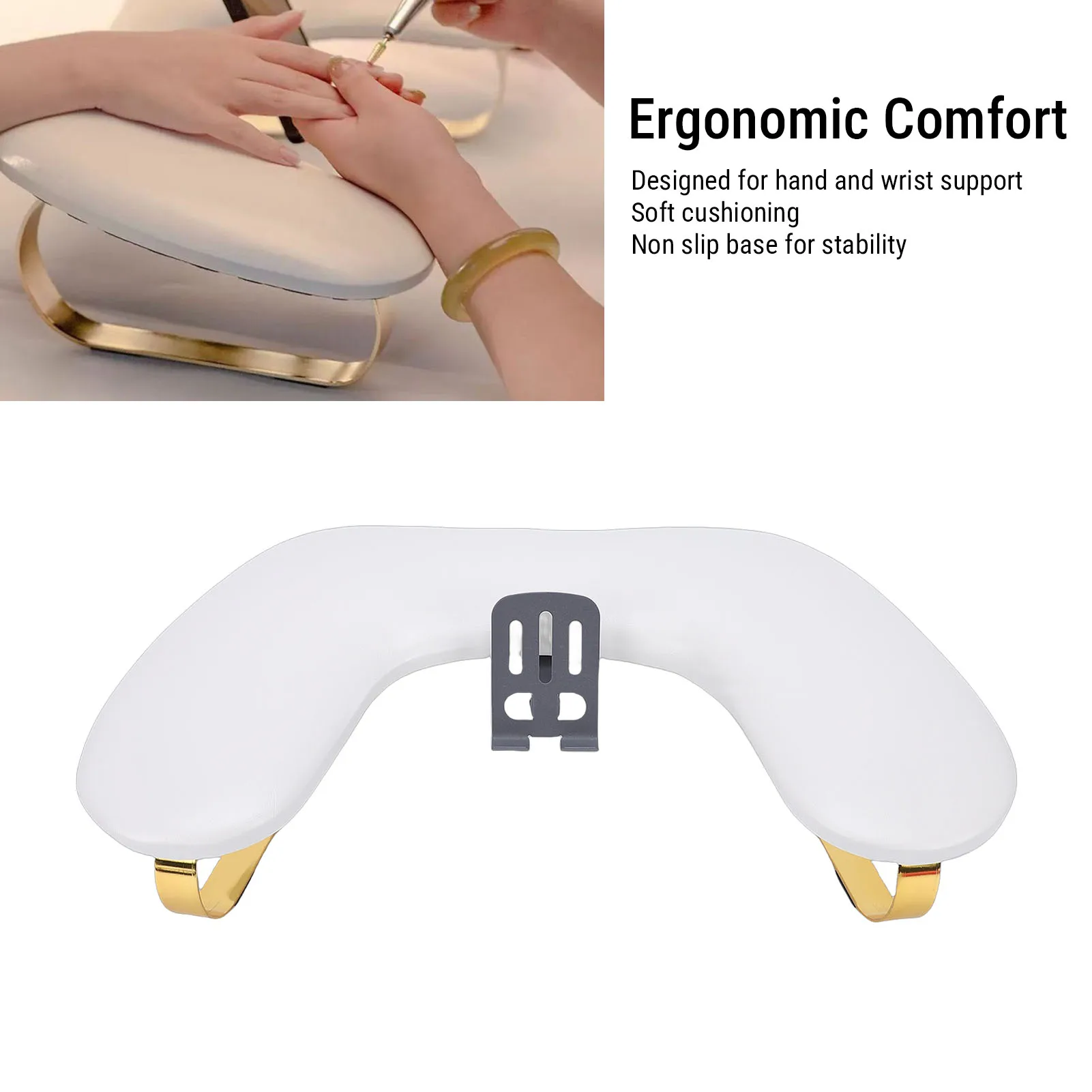 Nail Arm Rest for Nail Tech PU Leather U Shaped Manicure Hand Rest with Adjustable Phone Holder Nail Arm Rest with Phone Holder