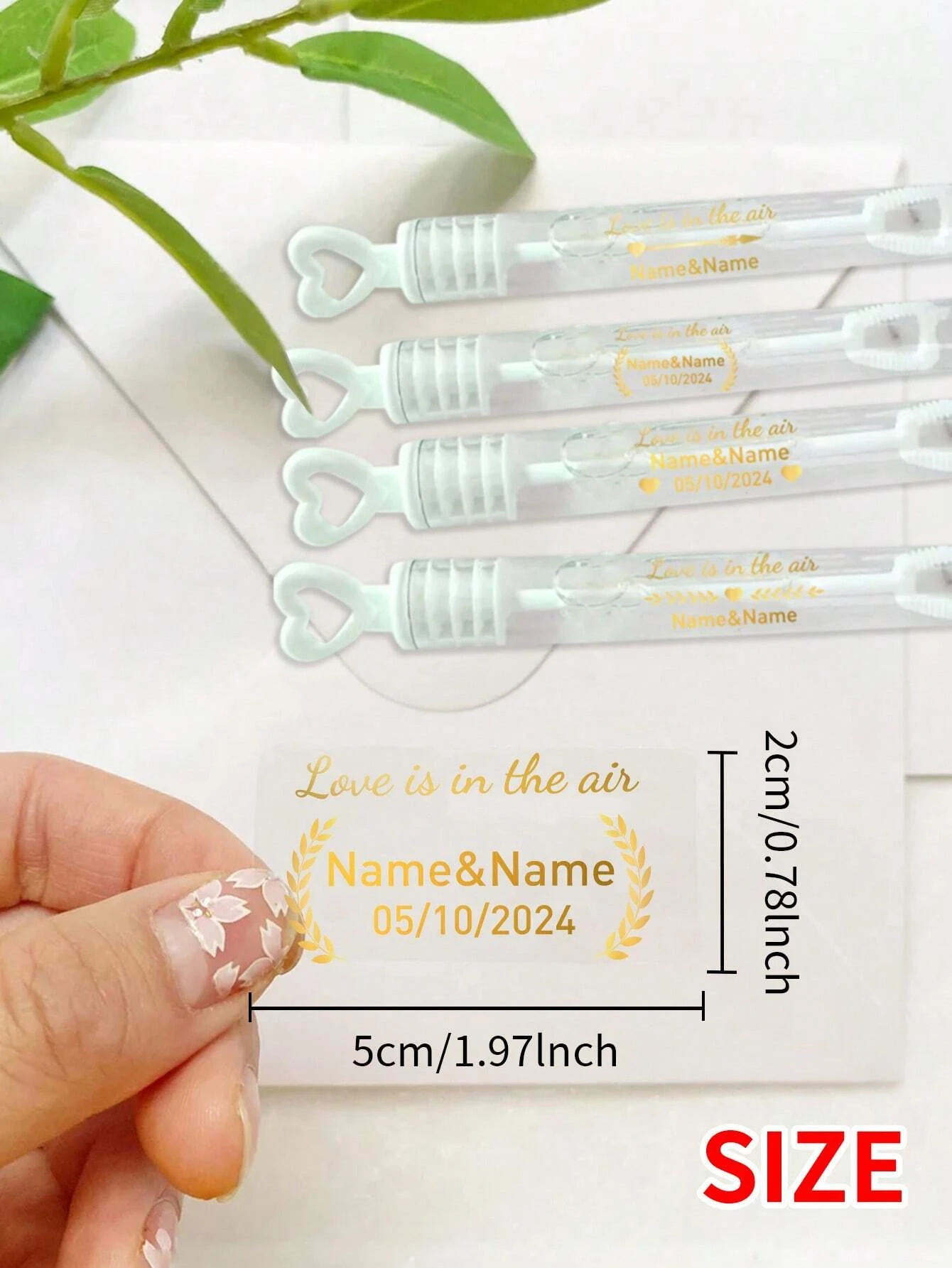 Custom Gold Foil Stickers Personalized Wedding Labels Bubble Wand Clear Vinyl For Bridal Shower Valentine Gift view 2
