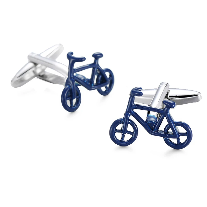 High quality blue bicycle cufflinks fashionable French shirt badge designed by brand designer for men's wedding cufflinks