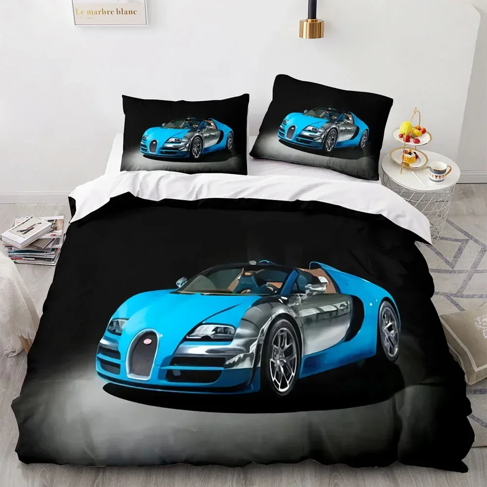 Sports Car Duvet Cover Sets Full Size,3 Piece Race Car Bedding Sets With Pillowcases For Teens Boys 2/3pcs Polyester Quilt Cover