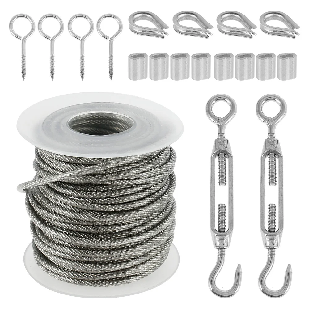 15mm Stainless Steel Cable Railing Kit Heavy Duty Coated Wire Rope Wire Roller Shutter Kit  for Outdoor Tent Garden Fence