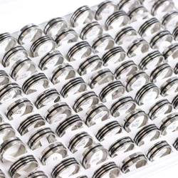 10/20Pcs Fashion Classic Smooth Stripe Stainless Steel Rings for Men Women Jewelry Party Gifts Mix Size Styles