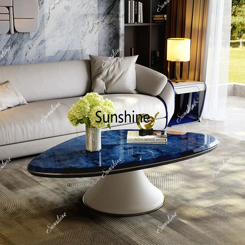 

Italian light luxury coffee table living room large apartment solid wood paint high-end coffee table
