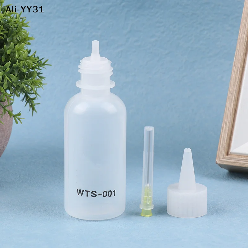 【Ya3】1Pc 50ML WTS-001 Plastic Liquid Alcohol  With Needle For Dispenser Rosin Solder Flux Paste For Phone PCB Welding Repair