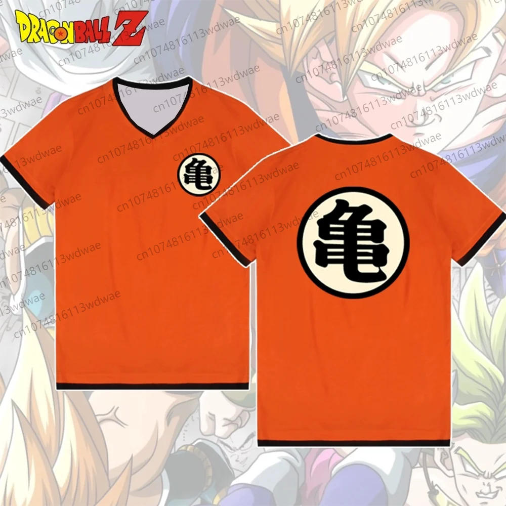Camiseta de Dragon Ball Z Goku, disfraz de Anime, uniforme escolar Kame, camiseta naranja, pantalón corto informal de verano para hombres y mujeres