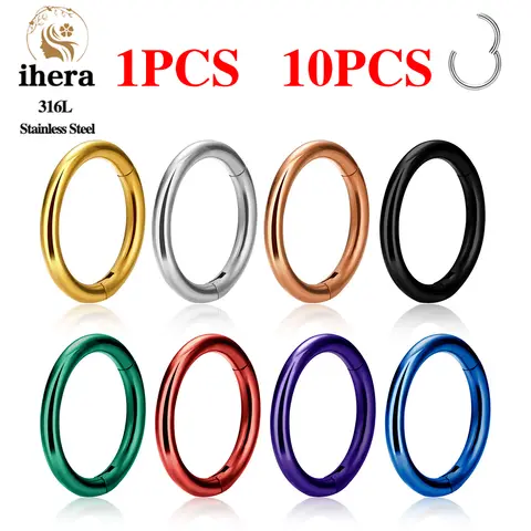 1/10PCS Stainless Steel Round Small Nose Ring Hoop 16G 18G 20G Hinged Segment Tragus Septum Cartilage Piercing Body Jewelry