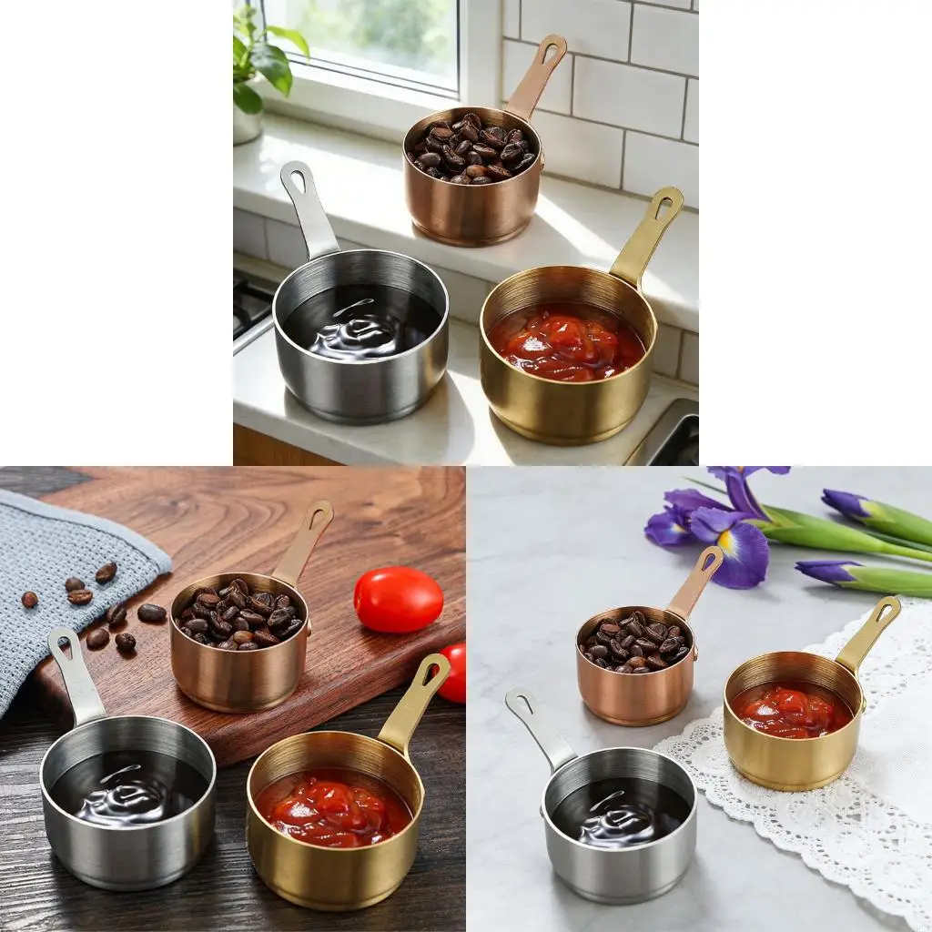 G92C 100ml Stainless Steel Saucepan Convenient Metal Milk Pan with Ergonomic Handle