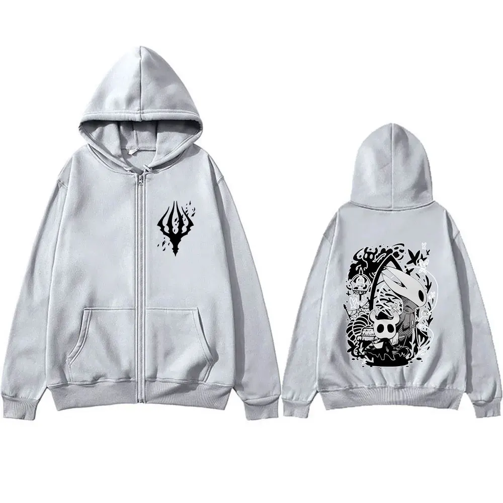 Spiel Hollow Knight Grafik Zipper Hoodie Männer Frauen Kleidung Baumwolle Casual Übergroßen Streetwear Männlichen Vintage Zip Up Jacke Mantel – Detail 6