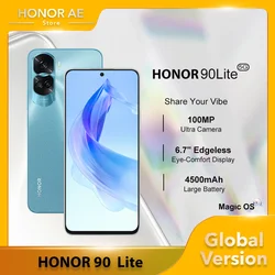 HONOR-90 Lite MediaTek Dimensity 6020, versión Global, 5G, pantalla de 6,7 pulgadas, 256GB de ROM, cámara de 100MP, batería de 4500 mAh