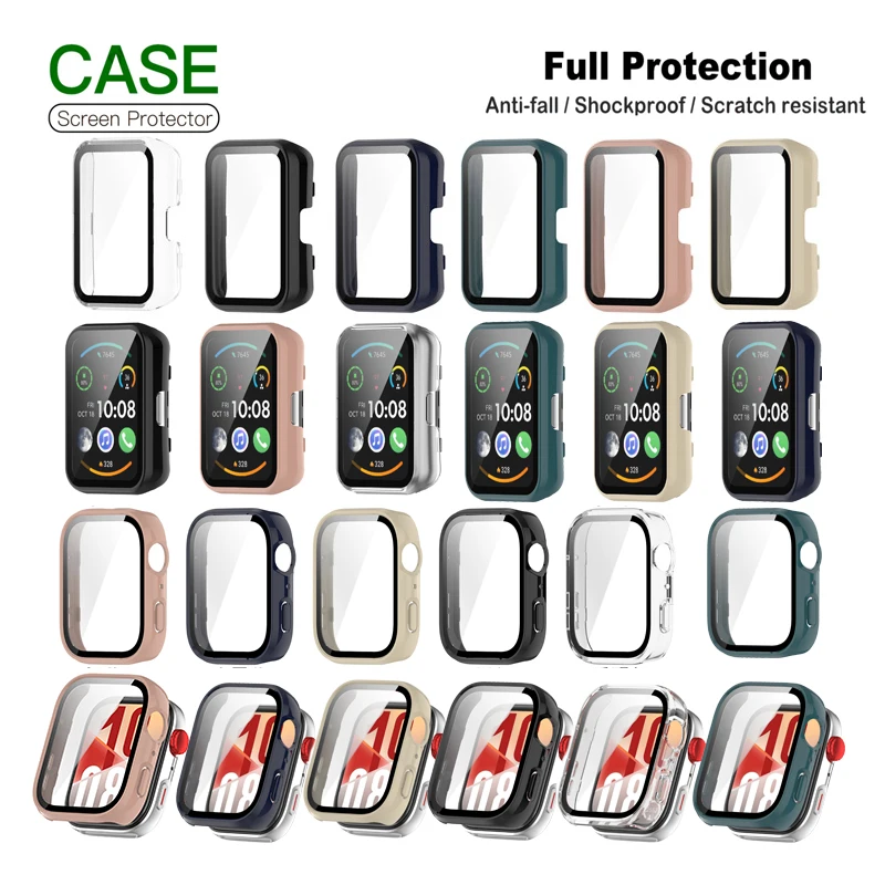 Tempered Glass PC Case for Huawei Watch Fit 4/4 Pro Bumper Screen Protector for Huawei watch Fit3 Fit2