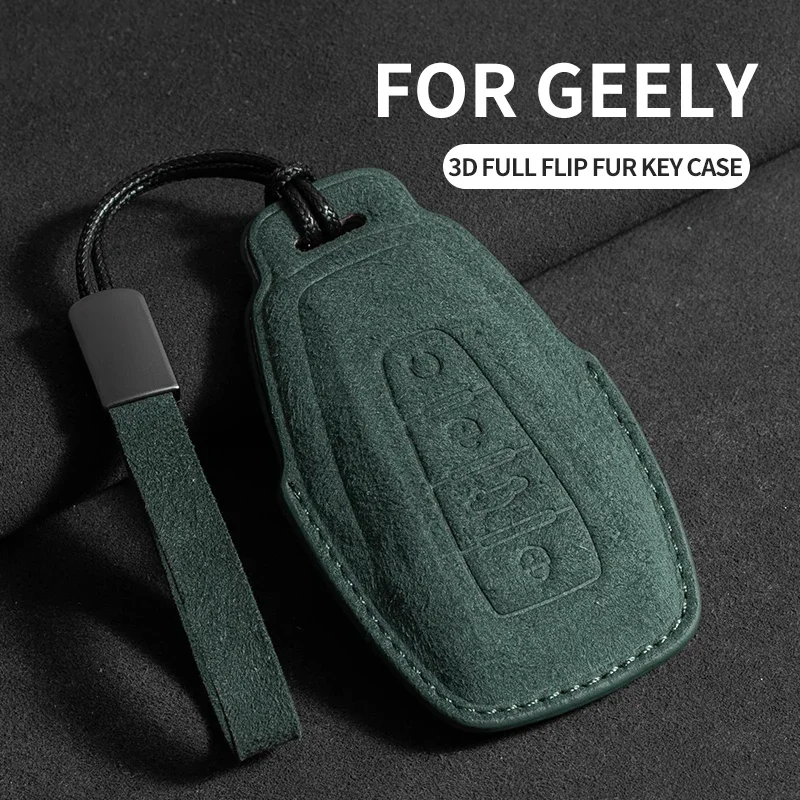 

Suede Car Key Case Cover Shell For Geely Emgrand X7 EX7 Coolray 2019-2020 Geometry C Global Kulrey Hawk GX7 Okavango NL3 GT GC9