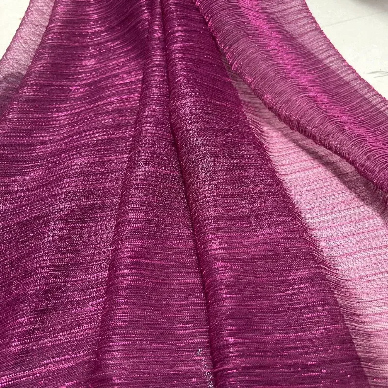 L100XW150CM Metallic Lurex Sheer Fabric Hot Pink Shiny Sparkly Flowing Drapey for Blouse Dress Gown Spring Summer DIY Sewing
