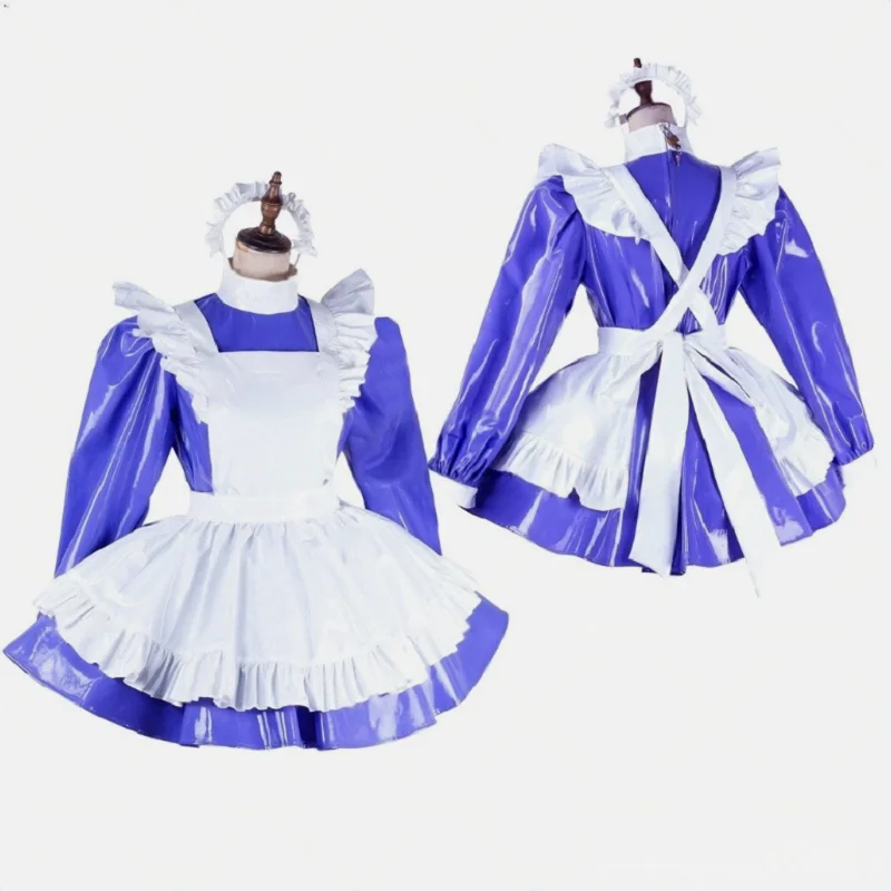 

Girl Maid Sissy can customize a purple PVC dress for role-playing costumes