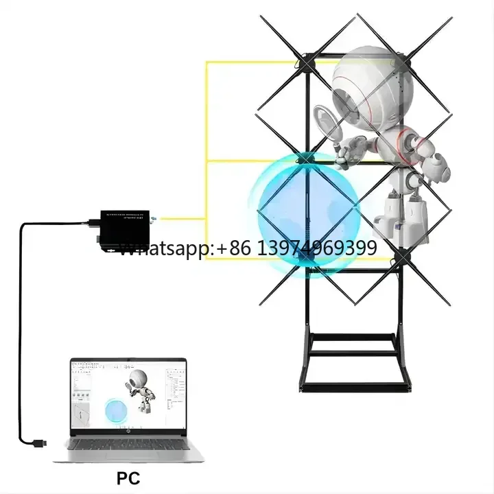 Hdmi-Input 3D Hologram Advertising Fan 2*3 Splicing Video Wall 3D Fan Hologram Projector Interactive Hdmi-Sync Holographic Fan f