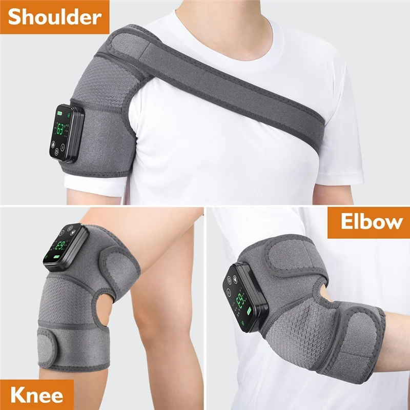 A01V-Heated For Knee Brace Wrap With Cordless Heating Pad For Massager For Knees Relief Muscle Tension Via Heat Massage