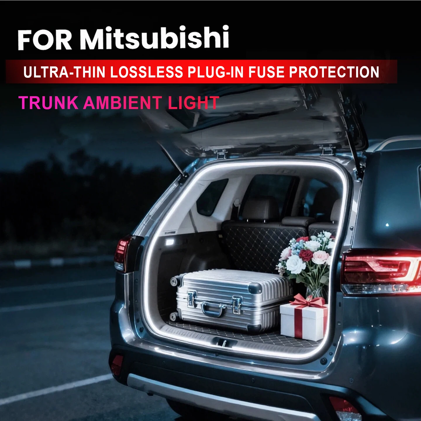 

For Mitsubishi ASX Eclipse Cross Outlander trunk light modification Atmosphere lights White warm white Rear Trunk LED Light Bar