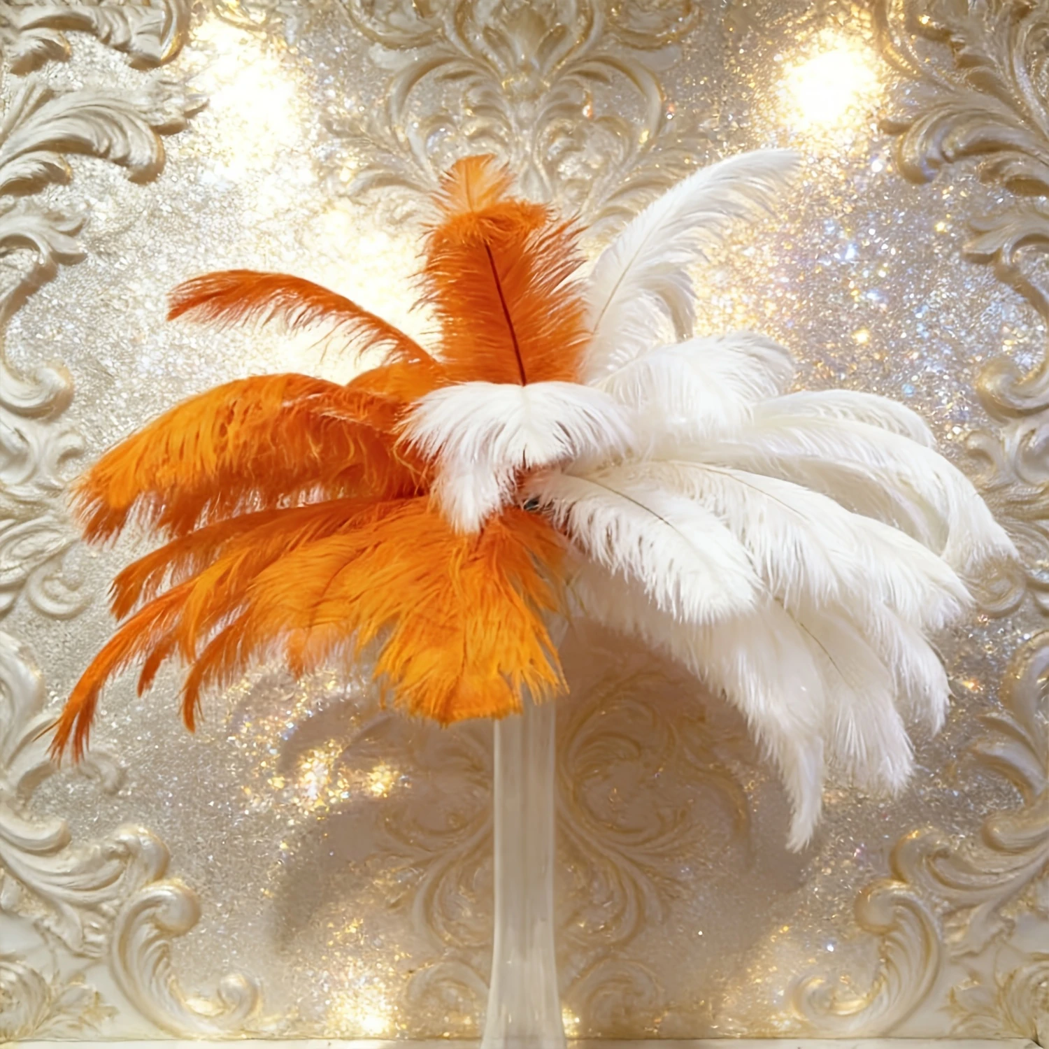 Dyed Orange Ostrich Feathers Bulk Natural White Ostrich Feathers for Wedding Party Table Centerpiece Decorations DIY Crafts