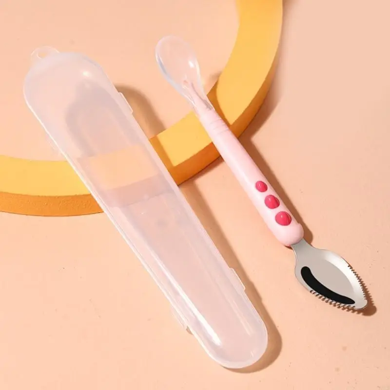 Double Head Baby Silicone Spoon Portable Scraping Mud Spoon Baby Led Weaning Supplies Workmanship Design Durable L8RB