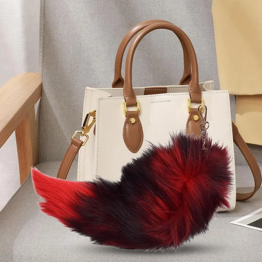 40CM Cartoon Cute Faux Fox Tail Keychain Pendant Handcrafted Faux Fur Tail Cosplay Renaissance Furry Tail Handbag Key Chain