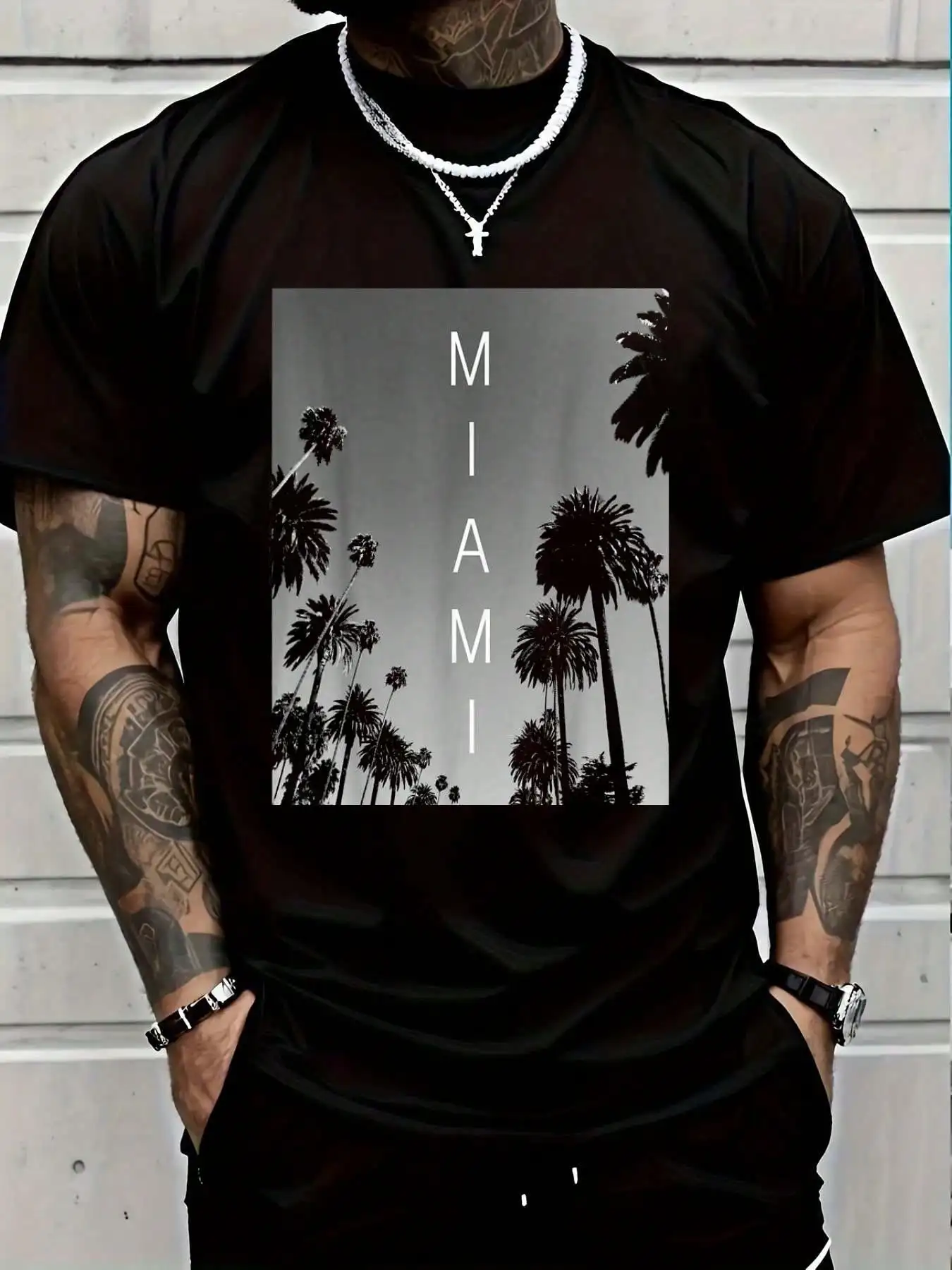 100% Cotton Casual Tshirt Miami Beach T-Shirt South Beach Florida Fl Souvenir Gift Tee T-Shirt Women's Men Graphic Tee