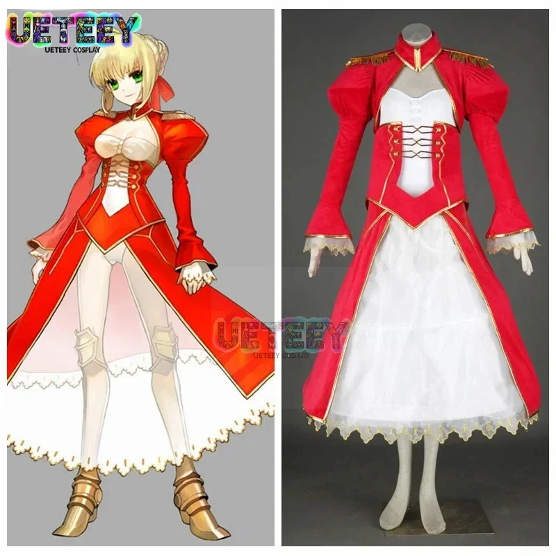 

UETEEY Cos аниме Fate Stay Night Saber Nero косплей костюм для взрослых и детей размер красное бальное платье индивидуальный размер