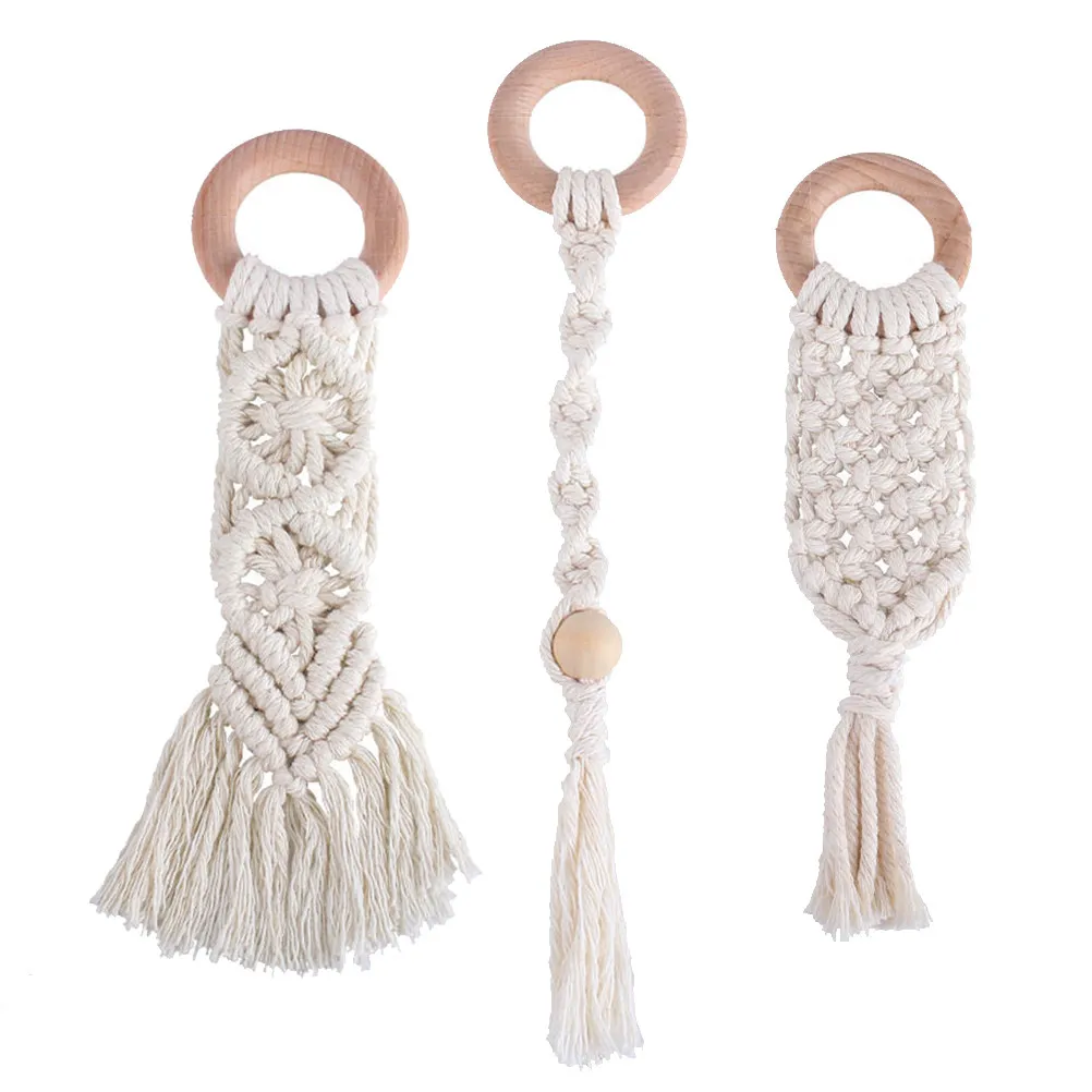 3 個のベビー臼歯ロッド手編み綿ロープおしゃぶり赤ちゃんの歯ぎしりを快適にし、赤ちゃんにも快適です
