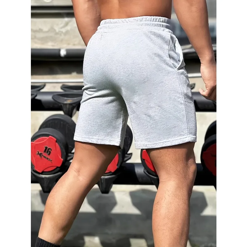 Shorts de algodão confortável masculino casual micro-elástico cinto elástico com cordão shorts treinamento de fitness confortável e elegante