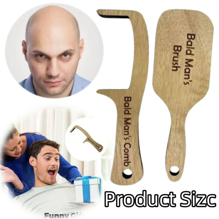 Wooden Comb for Bald Men Funny Gift Craft Item Perfect for Gag Presentations Unique Bald Man Care Product