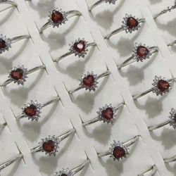 100% natural gemstone garnet suitable for women adjustable copper-plated silver ring, for parties and gifts jewelry