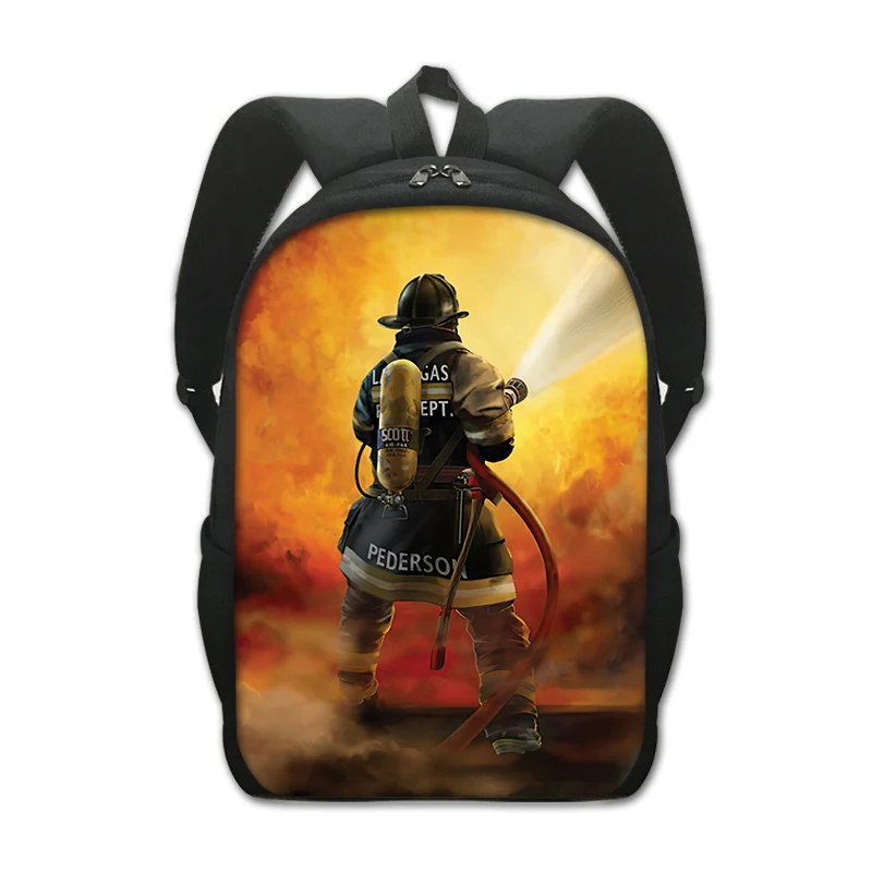 

Fireman Rescue Team Print Backpack Women Men Cool Firefighter Student School Bags for Kids Bookbag Laptop Daypack Rucksacks Gift