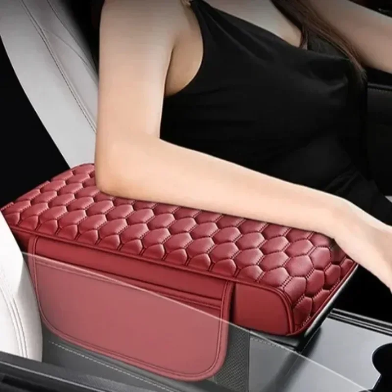 

1PC Portable Center Console Armrest Cushion Multifunctional PU Leather Armrest Pad Height Increasing with Cup Holder Storage Box