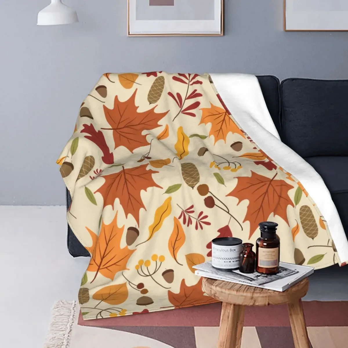 Autumn Flannel Throw Blanket Leaves,autumn leaves,autumn Blanket for Home Car Warm Bedroom Quilt