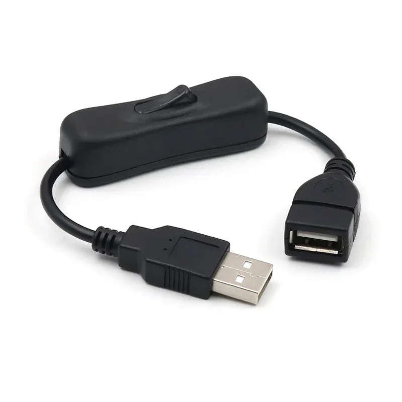 5V 303 Rocker Switch Wire 22 AWG USB 2.0A Male and Female 30CM Black Electronic Power Supply Connector Cable Line ON OFF