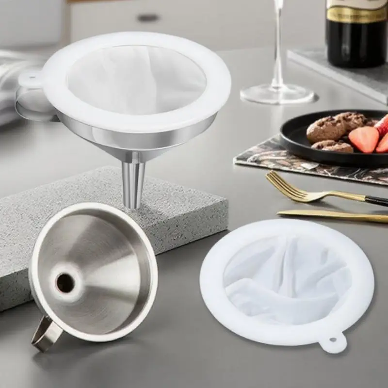 100/120/200/300/400/450 Mesh Nylon Filter Stainless Steel Funnel For Fruit Milk Traditional Chinese Medicine Oil White Wine view 2