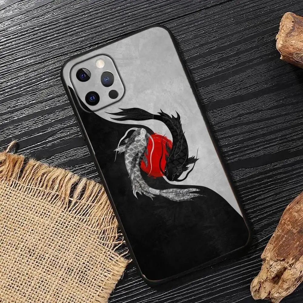 

Yin Yang fish pattern phone case suitable for iPhone 16 17 15 14 13 12 11 Pro/Max/Plus all inclusive frosted soft case