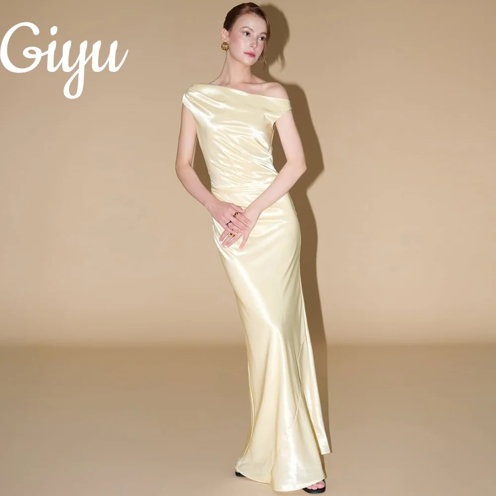 

Giyu 2025 New Elegant Cream Yellow Mermaid Prom Gown Off Shoulder فساتين سهرة Sleeveless Formal Party Dress Customsied