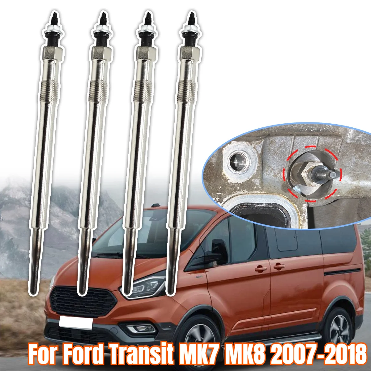 4PCS Diesel Heater Nickel Plating Glow Plugs Spare Parts Accessories Repair Kit For Ford Transit MK7 MK8 2007 2008-2018 2.2 TDCi