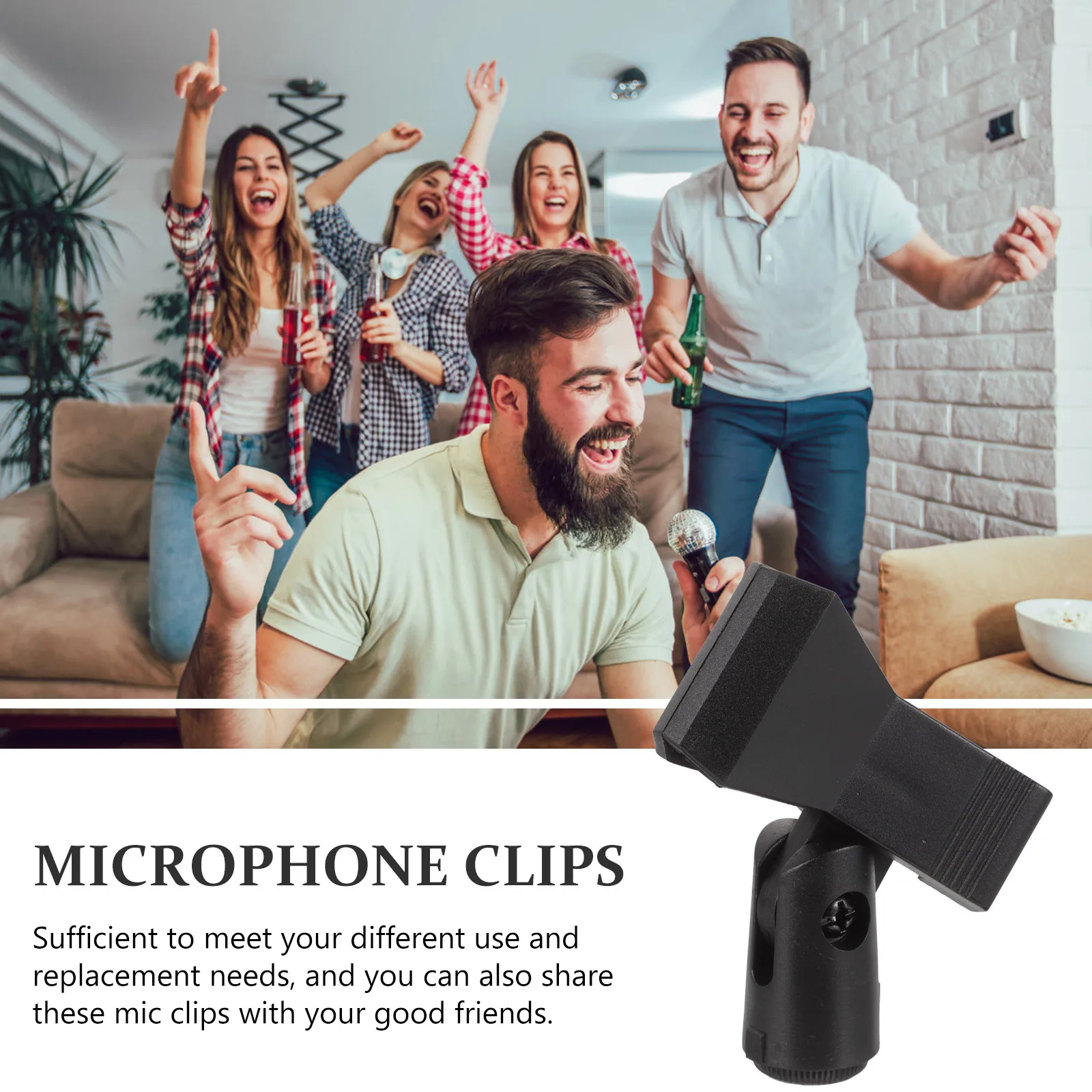 

4pcs Clip Holder Black Wireless Universal Mic Stand Clip Stand Securing Clips Universal Durable Fits Most Mic Accessories