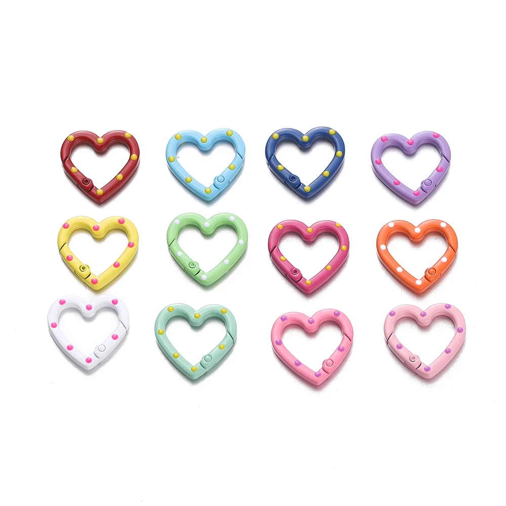 

5pcs Colorful Metal Love Ring Snap Hook Spring Clasps Clips Key Ring Connectors for DIY Keychain Jewelry Making Accessories