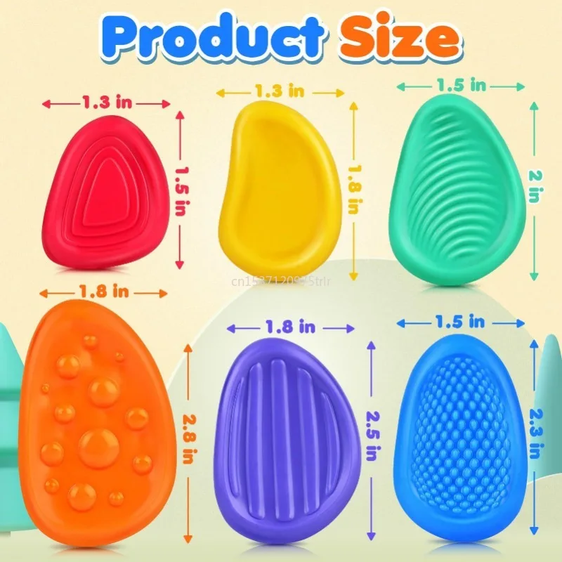 New Fidget Toys Adults Sensory Silicone Stone 6 Pack Textured for Autism Kids Calming Down Fidget Stress Relief Office Toys