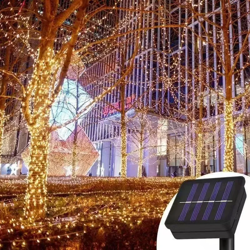 Solar Powered LED Fairy String Lights IP65 Waterproof 8 Modes Outdoor Garland Lamp For Garden Patio Wedding Party Holiday Decor