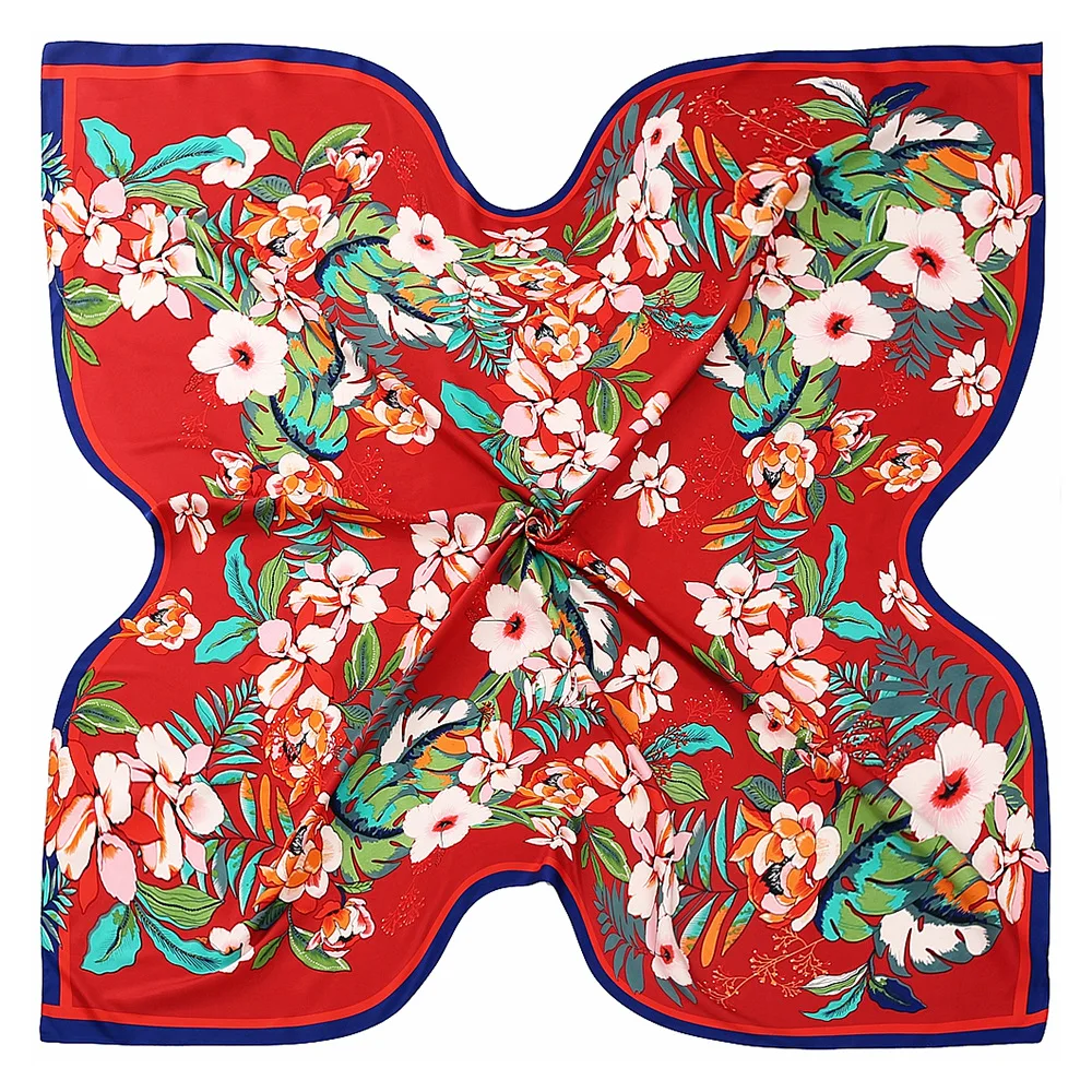 

European Floral Print Scarf 130cm Women's Shawl Keep Warm Four Seasons Present Sun Protection Travel Accessory Large Square Wrap