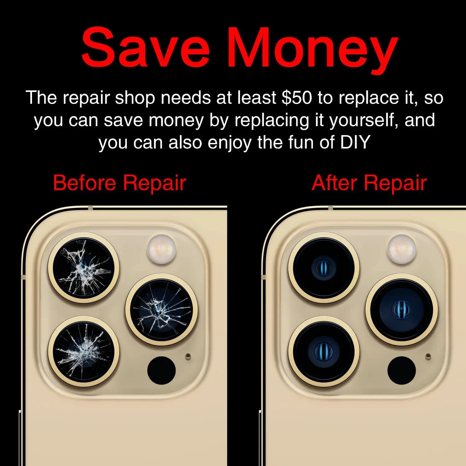 1 Set Back Camera Glass Lens with 3M Adhesive for iPhone 6 6s 7 XR Xs 11 12 13 Mini Pro Max Rear Camera Cover Lens + Repair Kits view 3